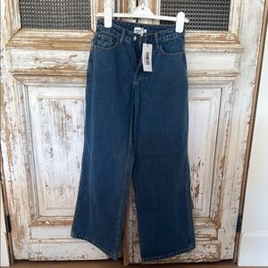 Princess Polly Blue Flare Wide Leg Jeans